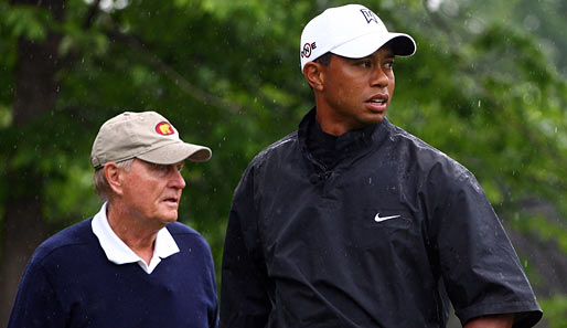 Jack Nicklaus (l.) hat sechs Masters-Turniere gewonnen, Tiger Woods (r.) deren vier