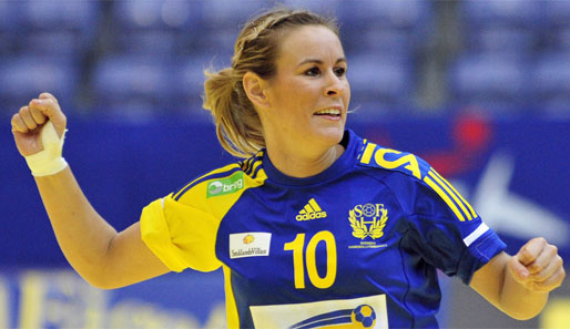 Schwedens Annika Wiel Freden jubelt über den Halbfinaleinzug