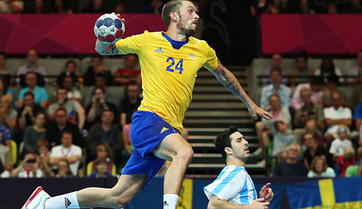 Linksaußen Fredrik Petersen gewann mit Schweden bei den Olympischen Spielen Silber
