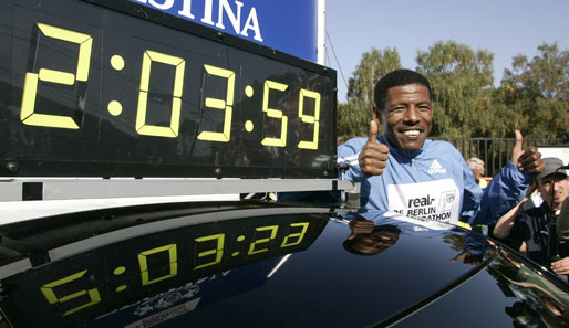 Langstreckenläufer Haille Gebrselassie schaffte beim Berlin-Marathon einen neuen Weltrekord