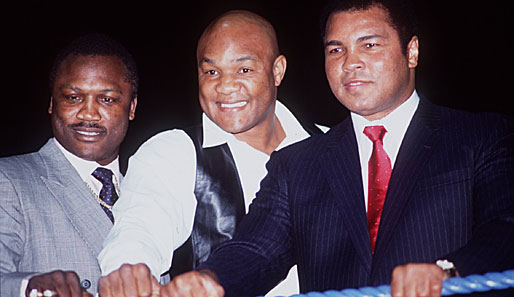 Die drei Großen des Boxsports: Joe Fraziers, George Foreman und Muhammad Ali