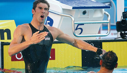 Michael Phelps nach seinem Triumph gegen Milorad Cavic