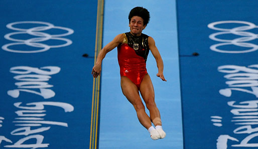 Oksana Chusovitina belegte bei Olympia in Peking Silber im Sprung
