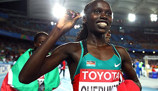 Vivian Cheruiyot aus Kenia freute sich über ihr WM-Gold über die 10.000 Meter in Daegu
