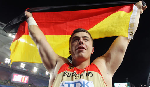 Weltmeister David Storl wird auch beim Länderkampf Decanation die deutsche Flagge hochhalten
