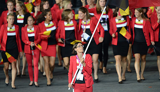 Bei den Olympischen Spielen 2012 trug Tia Hellebaut noch die Fahne des belgischen Verbandes