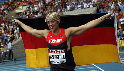 Endlich! In Moskau holte Christina Obergföll die erste Goldmedaille ihrer Karriere