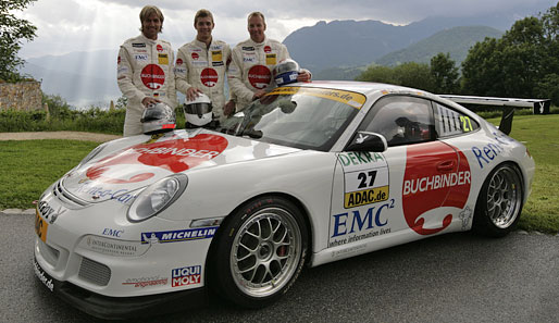 Die Porsche-Teamkollegen Sven Hannawald, Johannes Stuck und Christoph Langen (v.l.)