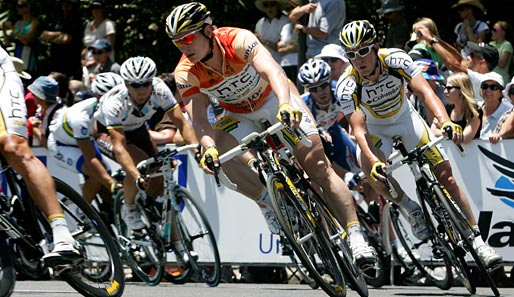 Andre Greipel (M.) holte bei der Vuelta 2009 in Spanien vier Etappensiege