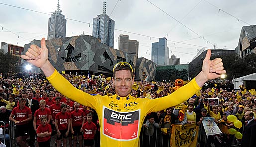 Tausende Fans bereiteten Tour-Sieger Cadel Evans einen triumphalen Empfang in Melbourne
