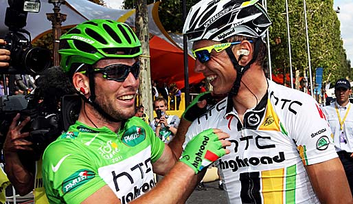 Die beiden HTC-Fahrer Tony Martin (r.) und Mark Cavendish starten bei der Vuelta