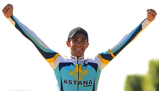Alberto Contador stand in Paris zum zweiten Mal nach 2007 ganz oben auf dem Podium