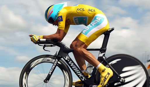 Alberto Contador beendete das Zeitfahren nach Pauillac auf Platz 35