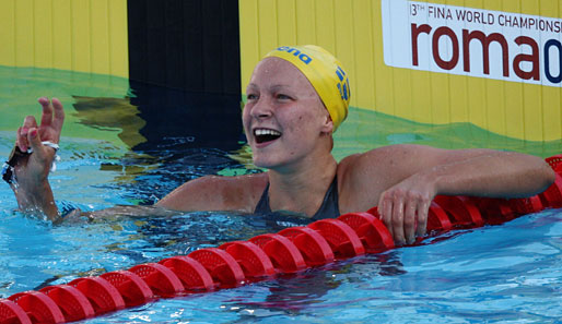 Sarah Sjoeström gewann 2009 über die 100 m Schmetterling als erste Skandinavierin die Goldmedaille