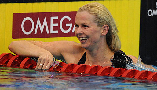 Hat allen Grund zur Freude: Britta Steffen ist locker ins Finale geschwommen