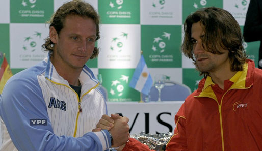 David Nalbandian (l.) und David Ferrer bestreiten das erste Davis-Cup-Einzel