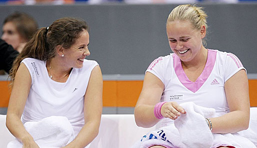 Anna-Lena Grönefeld und Patty Schnyder (l.) hatten im Achtelfinale gut lachen