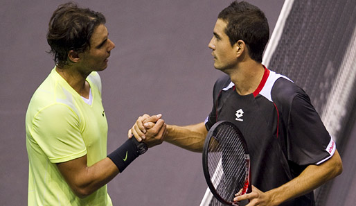 Musste sich seinem Landsmann Guillermo Garcia-Lopez (r.) geschlagen geben: Rafael Nadal