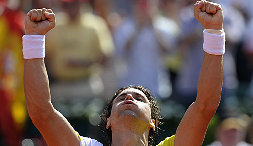 Nach dem Sieg gegen Wawrinka war David Ferrer glücklich - er holte sich den 20. Tour-Titel