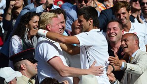 Novak Djokovic feierte zusammen mit Boris Becker am Sonntag den Wimbledon-Sieg