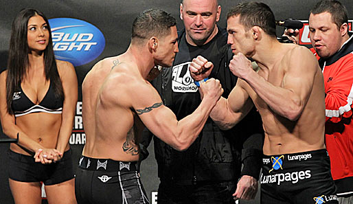 Im Hauptkampf des Abends bei UFC live kämpfen Jake Ellenberger (r.) und Diego Sanchez
