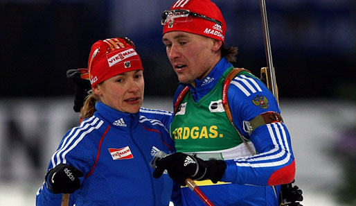 Sorgten für den größten Dopingfall der Biathlon-Geschichte: Jekaterina Jurjewa und Dimitri Jaroschenko