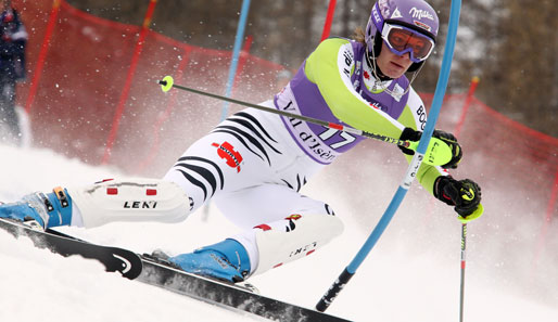 Maria Riesch landete wie schon im Riesen-Slalom am Dienstag auf Rang zwei