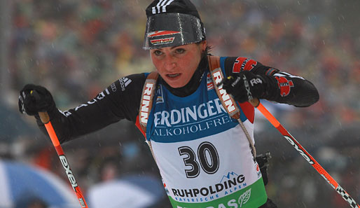 Andrea Henkel landete in Ruhpolding hinter Olga Saizewa auf dem zweiten Platz
