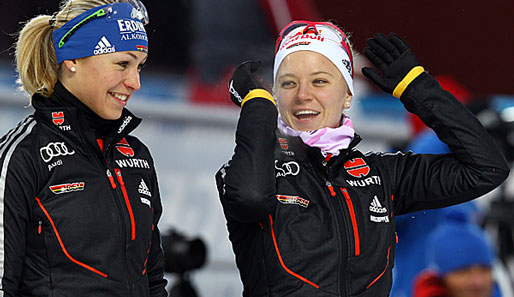 Die deutschen Biathlon-Hoffnungen Magdalena Neuner (l.) und Miriam Gössner