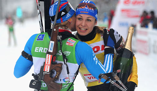 Magdalena Neuner lief in Antholz souverän als Erste durchs Ziel