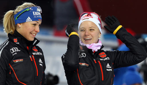 Magdalena Neuner (l.) und Miriam Gössner bilden zusammen Deutschlands berühmtester Sportler-WG