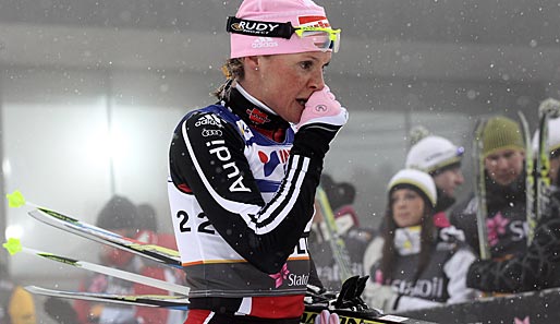 Evi Sachenbacher-Stehle hat ihren ersten Erfolg im Biathlon gefeiert