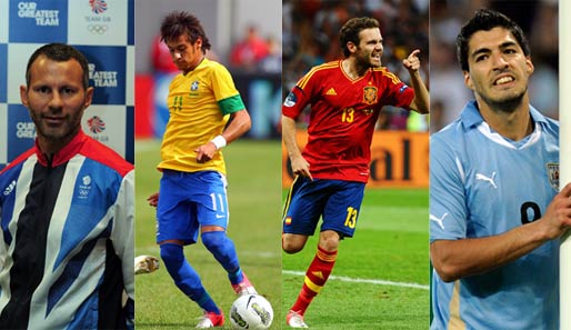 Ryan Giggs, Neymar, Mata, Luis Suarez (v.l.n.r.) - bei Olympia sind zahlreiche Stars am Start