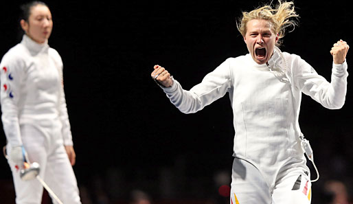 Britta Heidemann schrie nach dem dramatischen Ende des Halbfinals die Anspannung heraus