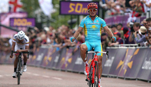 Alexander Vinokurov (r.) gewann das Olympische Straßen-Radrennen vor Roberto Uran