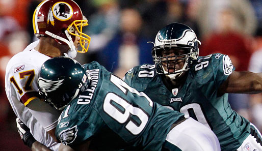 Redskins-Quarterback Jason Campbell wurde von der Eagles-Defense sechsmal gesackt