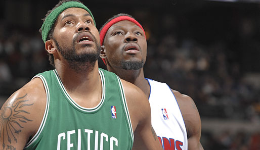 Namensvettern im Duell: Ben Wallace von den Pistons (r.) und Rasheed Wallace von den Celtics