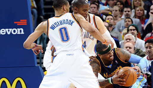 Nuggets-Superstar Carmelo Anthony wurde in dieser Szene kurzzeitig ausgenockt