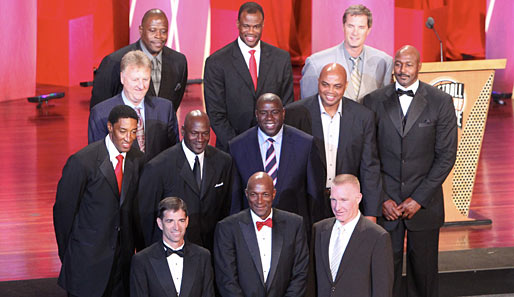 Scottie Pippen und Karl Malone inmitten von Larry Bird, Michael Jordan, Magic Johnson und Co.
