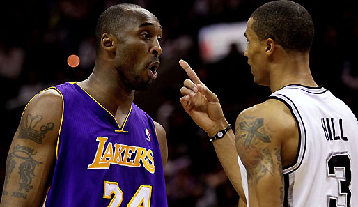 Kobe Bryant und George Hill gerieten beim Duell zwischen den Spurs und Lakers aneinander