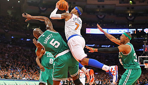 Knicks-Superstar Carmelo Anthony erzielte gegen die Boston Celtics 34 Punkte
