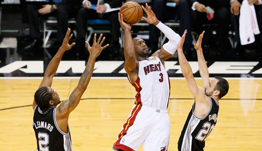 Dwyane Wade (M.) gewann gegen die Spurs seine dritte Meisterschaft mit den Miami Heat