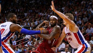 LeBron James (M.) konnte die Heat gegen Detroit nicht zum 11. Sieg in Folge führen