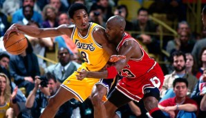 Michael Jordan (r.) und Kobe Bryant holten mit den Bulls und Lakers insgesamt 11 Meisterschaften