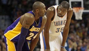 Zwei Superstars aus verschiedenen Generationen: Kobe Bryant (l.) und Kevin Durant