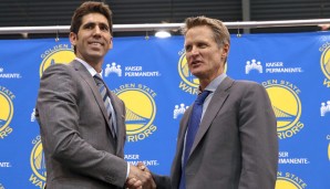 GM Myers (l.) und Head-Coach Steve Kerr wollen mit den Golden State Warriors hoch hinaus