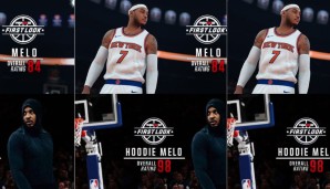 Schade, dass Carmelo Anthony nicht auch in der NBA den Hoodie tragen kann - dann wäre er laut 2K der beste Spieler der Welt