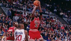 Michael Jordan (Chicago Bulls) in den Jahren 1988 bis 1990, 1992 und 1993 - Peak: 36,7 Punkte im Schnitt in 16 Spielen der Playoffs 1990