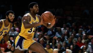 Platz 7: Magic Johnson (Los Angeles Lakers) – 41 Punkte, 12 Rebounds und 11 Assists am 28.3.1981 – Alter: 21 Jahre, 226 Tage.