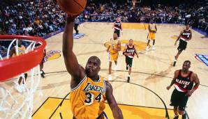 PLATZ 17: 31,0 PER - Shaquille O'Neal (Los Angeles Lakers) in 13 Spielen in den Playoffs 1998.